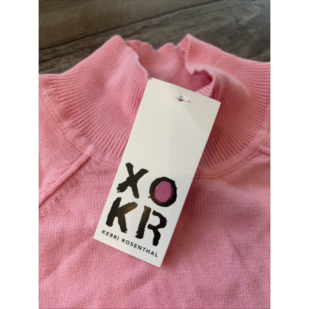 XOKR Kerri Rosenthal Sweater Medium Pink Heart Mock Neck Cropped Boxy Oversized - Picture 3 of 7